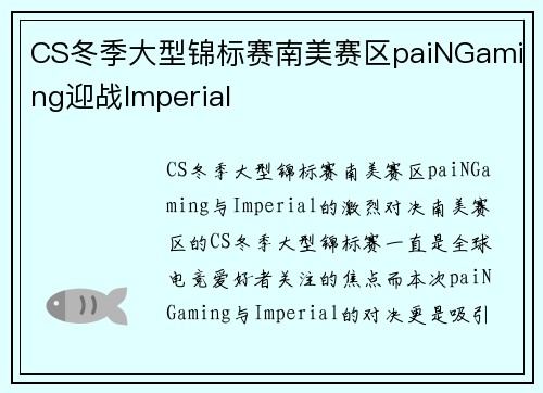 CS冬季大型锦标赛南美赛区paiNGaming迎战Imperial